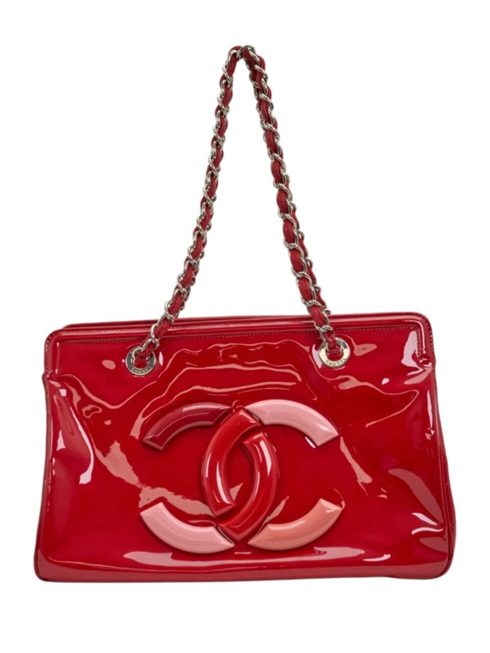 Chanel 10C Collection Red Patent Shopping Tote Bag